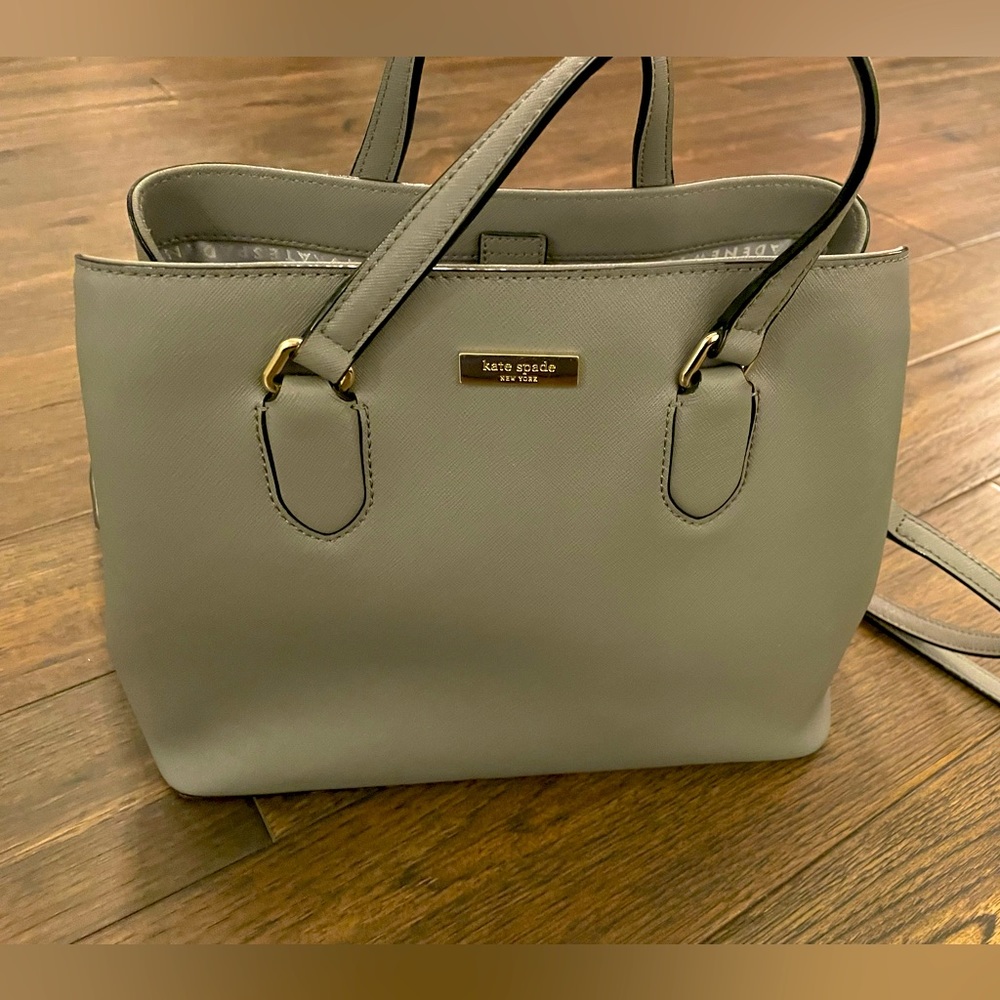 Grey leather Kate Spade crossbody satchel